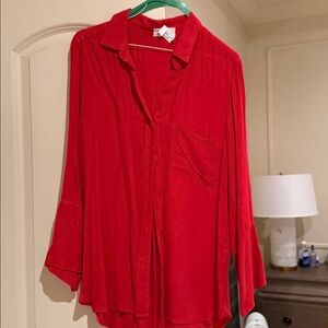 Bella Dahl Red Button-Up Blouse